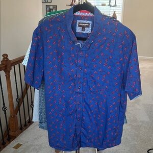 Johnston & Murphy Navy and Red Patterned Shirt